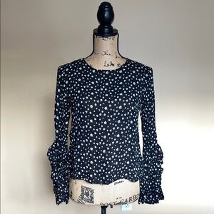 H&M Black Floral Ruffled Sleeves Blouse